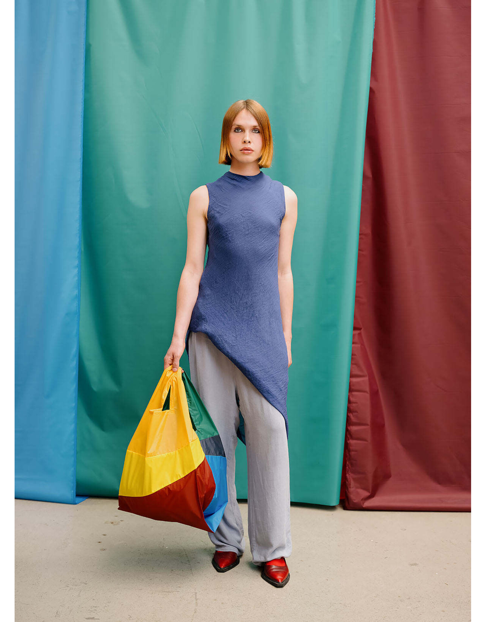 Susan Bijl Shopping bag L, Multi TV Yellow - 37,5 x 69 x 34cm
