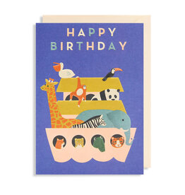 Naomi Wilkonson Wenskaart - Ark van Noach, Happy Birthday - Dubbele kaart + Envelop