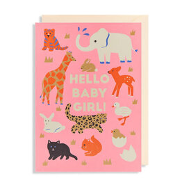Naomi Wilkonson Wenskaart - Hello Baby Girl - Dubbele kaart + Envelop