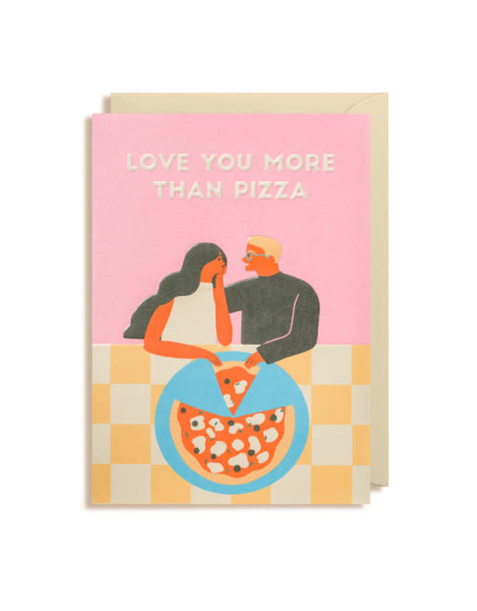 Naomi Wilkonson Wenskaart - Love you more than pizza - Dubbele kaart + Envelop