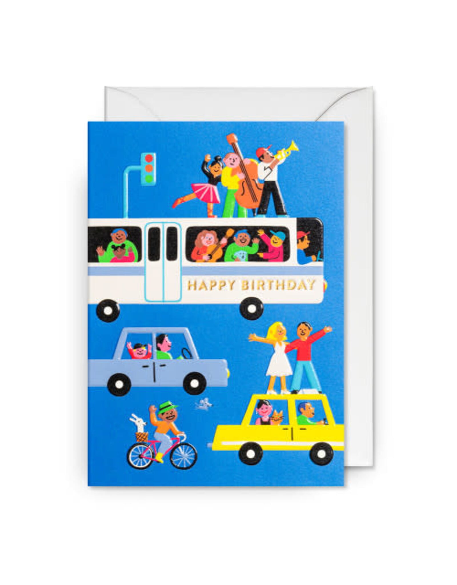 Jessica Das Wenskaart - Verkeer, Happy birthday - Dubbele kaart + Envelop