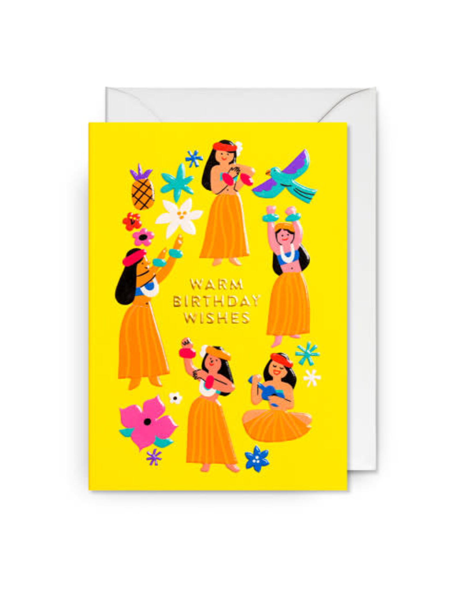Jessica Das Wenskaart - Hawaii, Warm Birthday Wishes - Dubbele kaart + Envelop