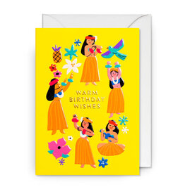 Jessica Das Wenskaart - Hawaii, Warm Birthday Wishes - Dubbele kaart + Envelop