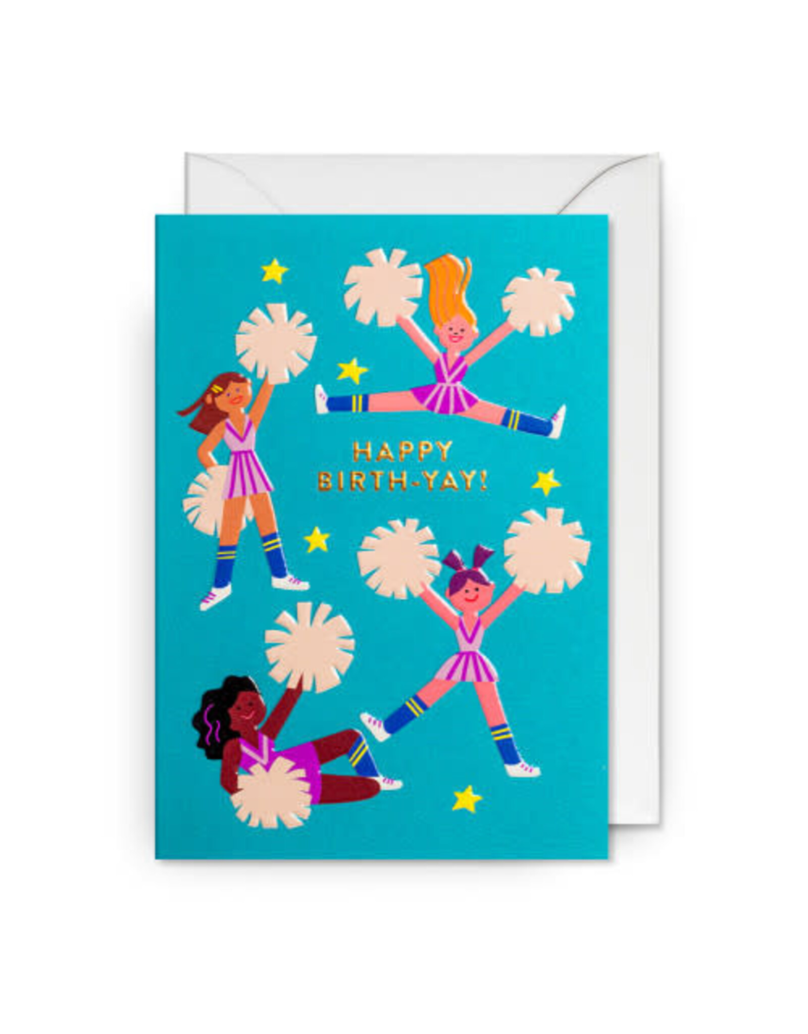 Jessica Das Wenskaart - Cheerleading, Happy Birth-Yay - Dubbele kaart + Envelop