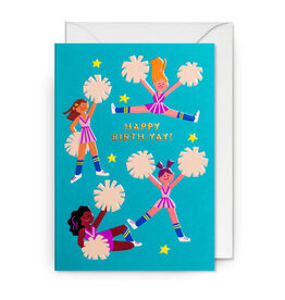 Jessica Das Wenskaart - Cheerleading, Happy Birth-Yay - Dubbele kaart + Envelop