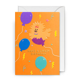 Jessica Das Wenskaart - Little Dog, Have a Crazy Birthday - Dubbele kaart + Envelop
