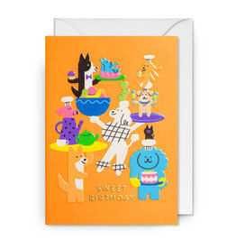 Jessica Das Wenskaart - Dogs, Sweet Birthday - Dubbele kaart + Envelop