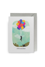 John Bond Wenskaart - Cat Ballons, Happy Birthday - Dubbele kaart + Envelop