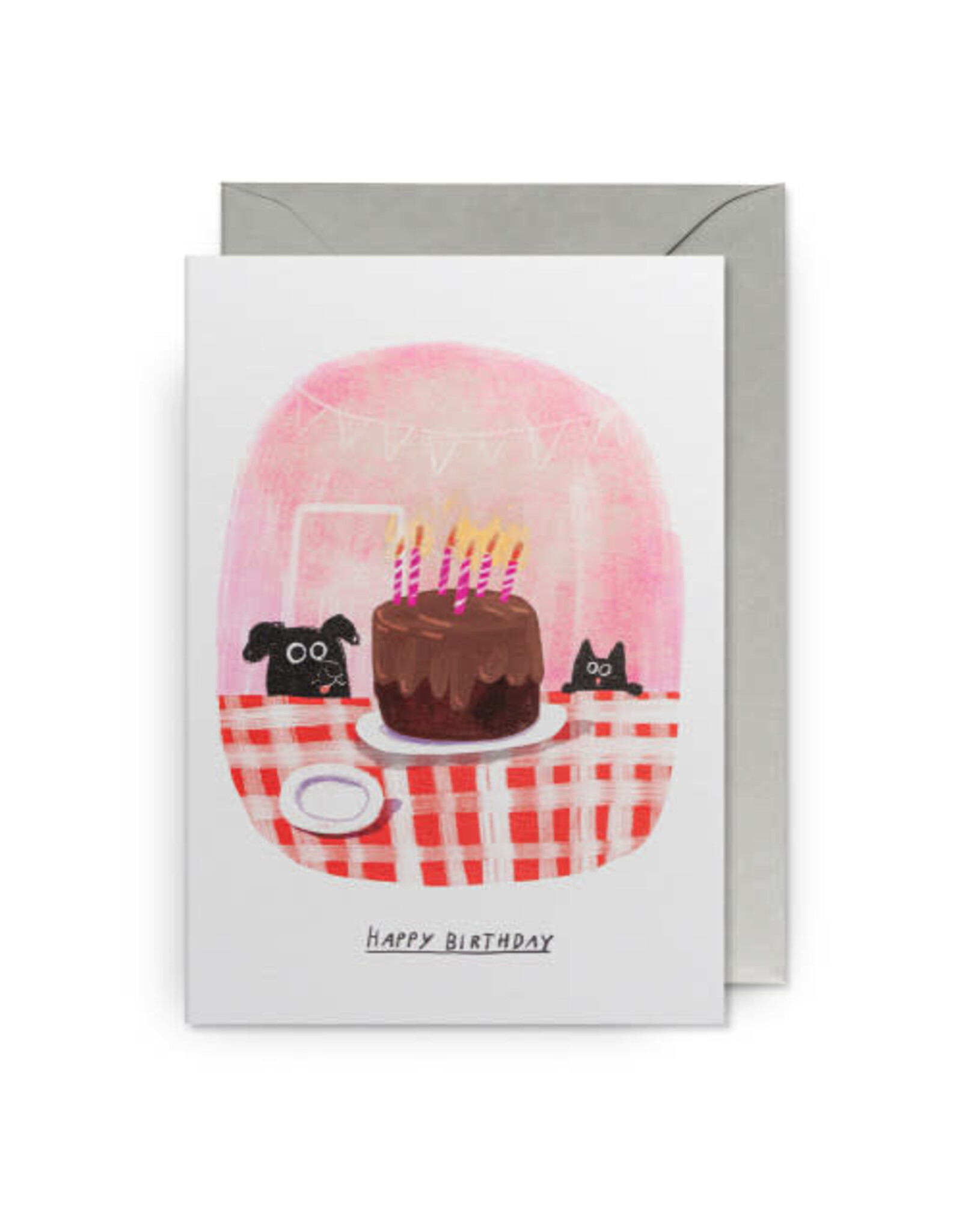 John Bond Wenskaart - Cat&Dog Taart, Happy Birthday - Dubbele kaart + Envelop