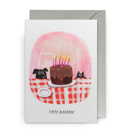 John Bond Wenskaart - Cat&Dog Taart, Happy Birthday - Dubbele kaart + Envelop