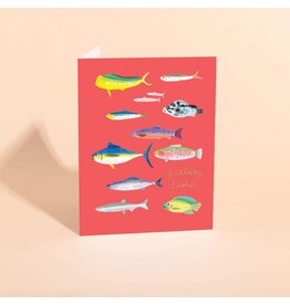 Carolyn Suzuki Goods Wenskaart - Go Go Fish - Dubbele kaart + Envelop