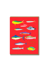 Carolyn Suzuki Goods Wenskaart - Go Go Fish - Dubbele kaart en Envelop