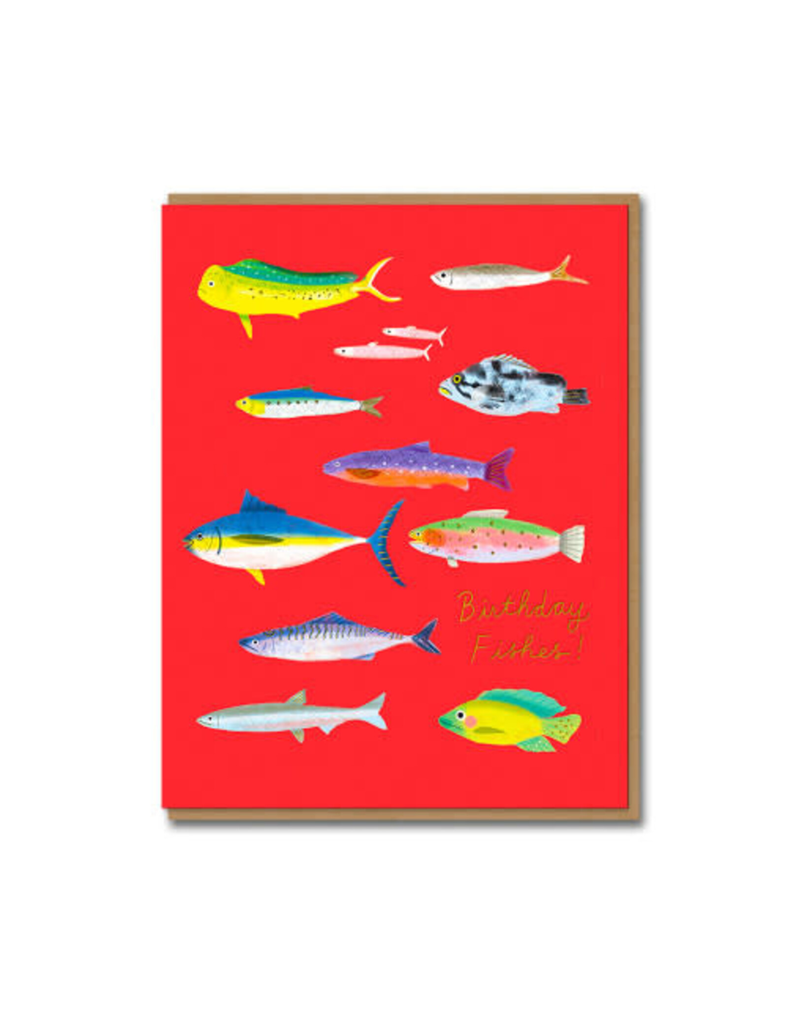 Carolyn Suzuki Goods Wenskaart - Go Go Fish - Dubbele kaart en Envelop