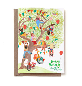 Reddish Design Wenskaart - Birthday Kids Tree - Dubbele kaart + Envelop