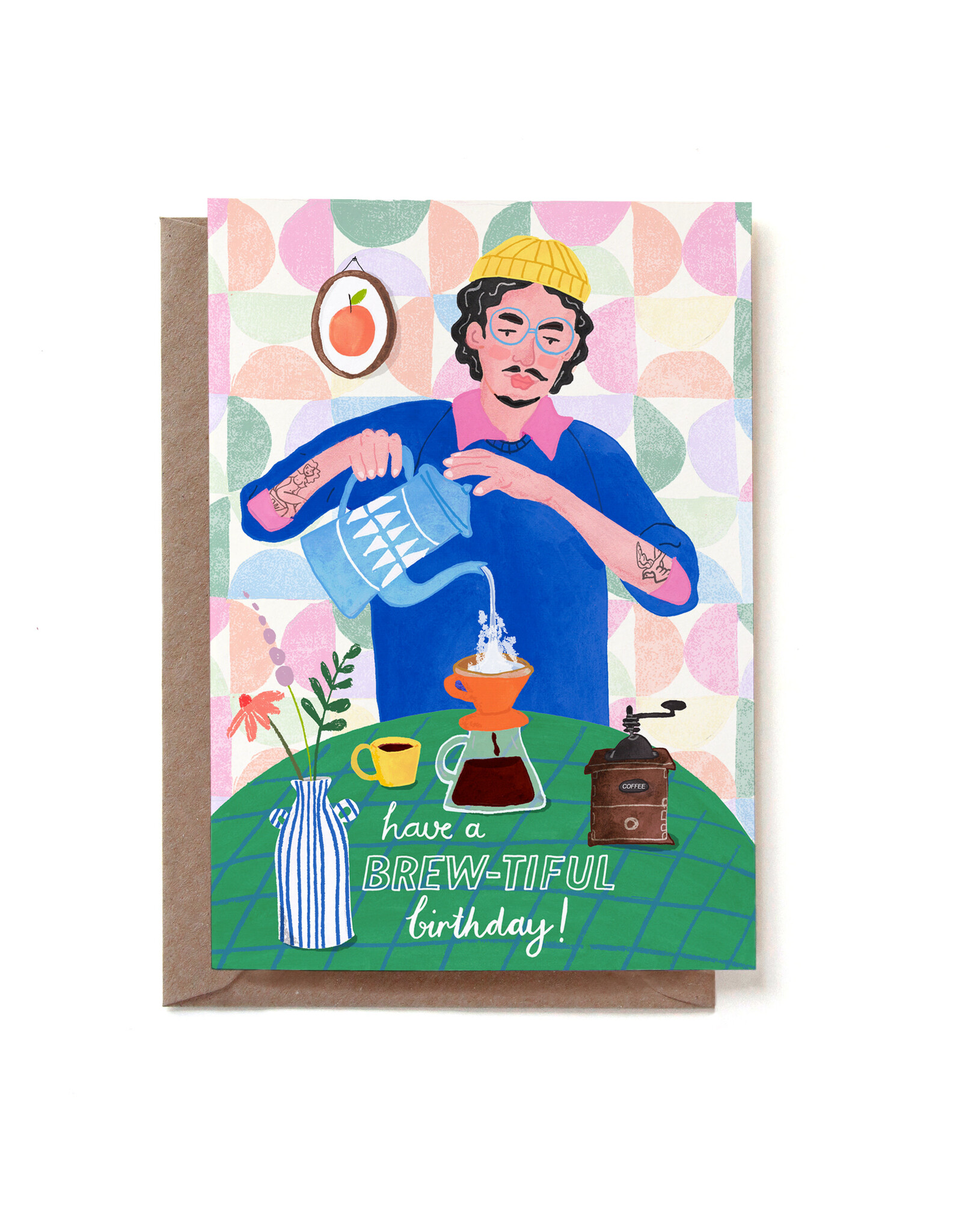 Reddish Design Wenskaart - Birthday Coffee Brewer - Dubbele kaart + Envelop