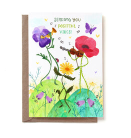 Reddish Design Wenskaart - Positive Flowers - Dubbele kaart + Envelop