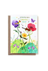 Reddish Design Wenskaart - Positive Flowers - Dubbele kaart + Envelop