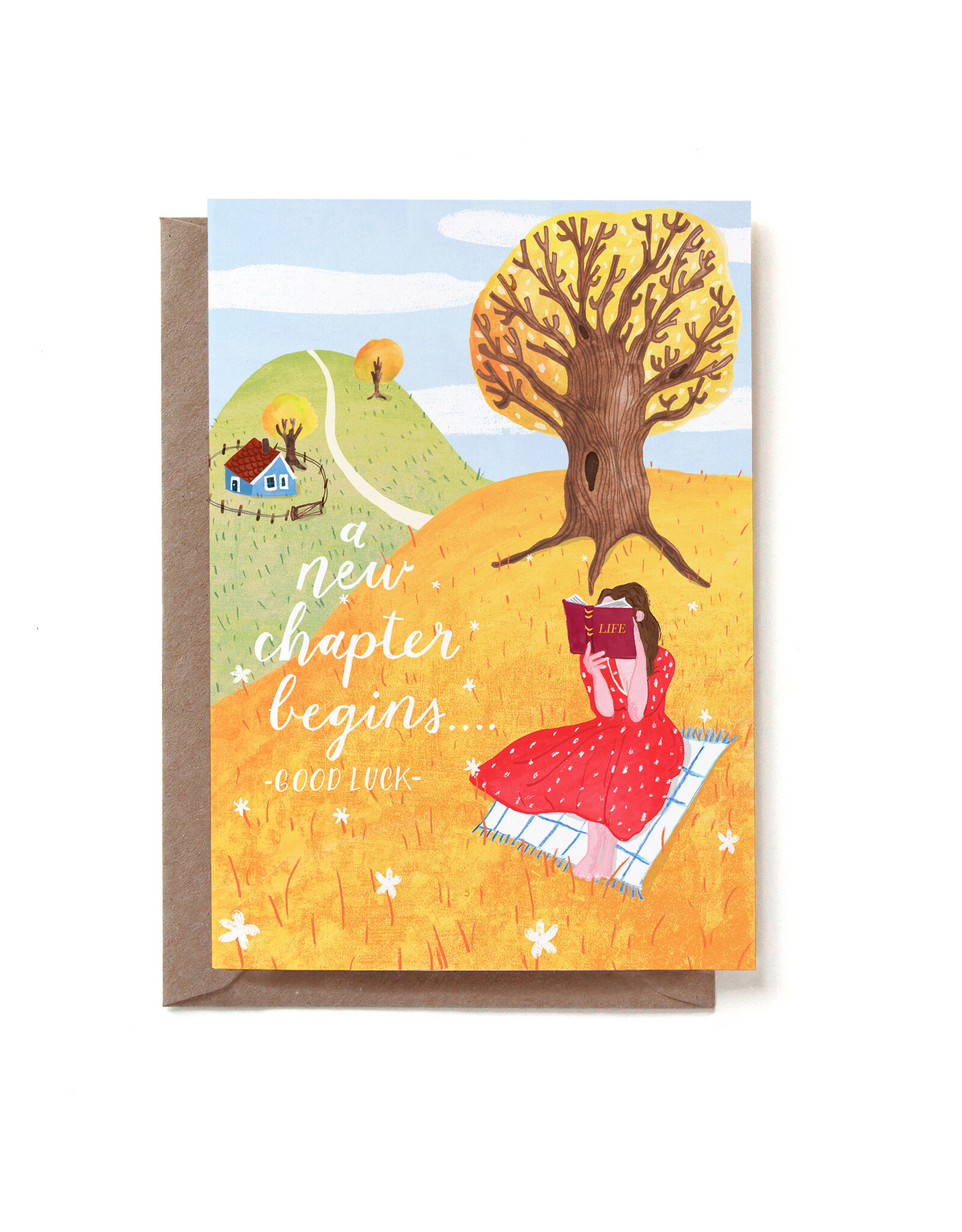 Reddish Design Wenskaart - New Chapter, Good luck - Dubbele kaart + Envelop
