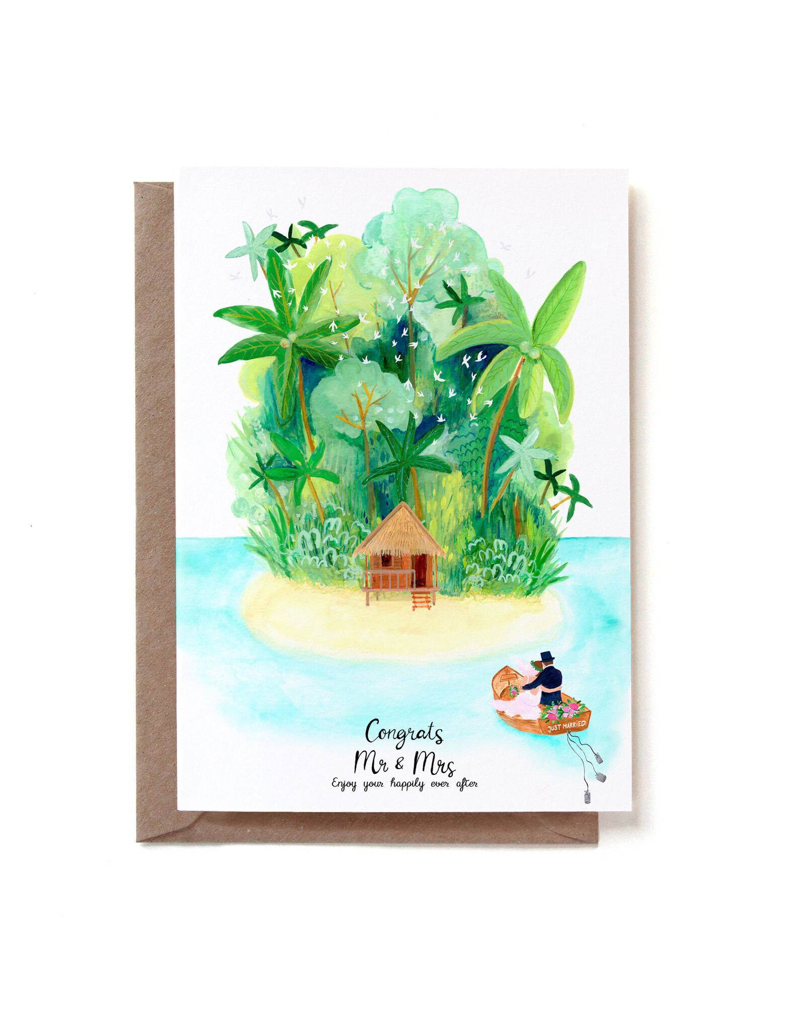 Reddish Design Wenskaart - Wedding Island - Dubbele kaart + Envelop