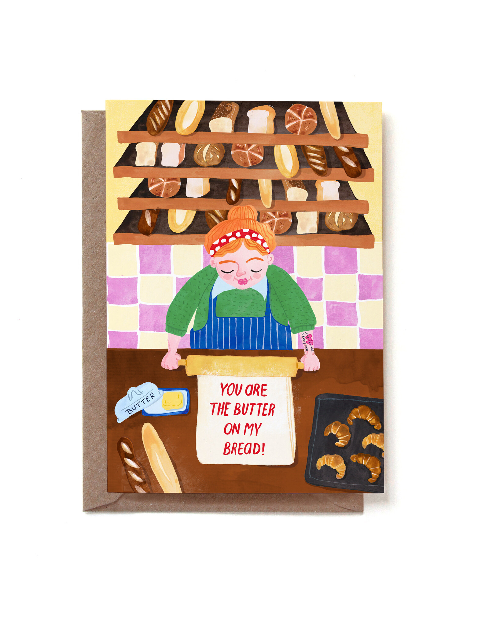 Reddish Design Wenskaart - Love Butter Bread - Dubbele kaart + Envelop