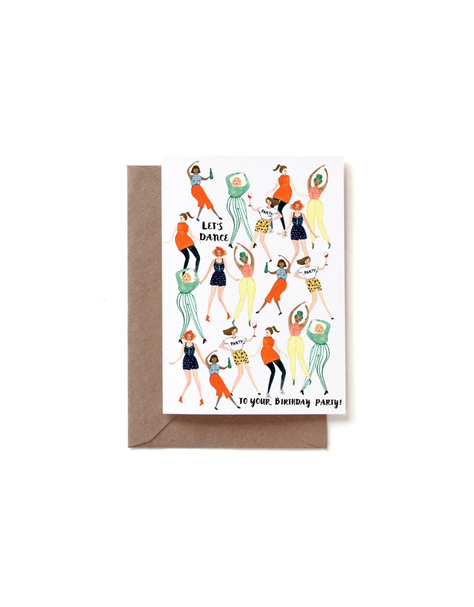 Reddish Design Wenskaart - Let's Party invite - Dubbele kaart + Envelop