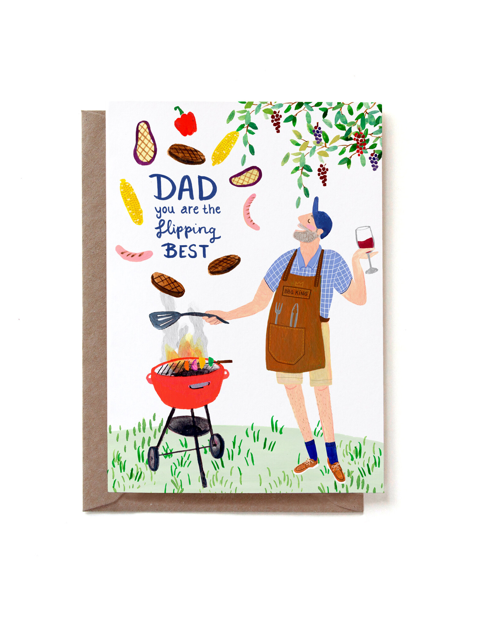 Reddish Design Wenskaart - Dad Bbq - Dubbele kaart + Envelop