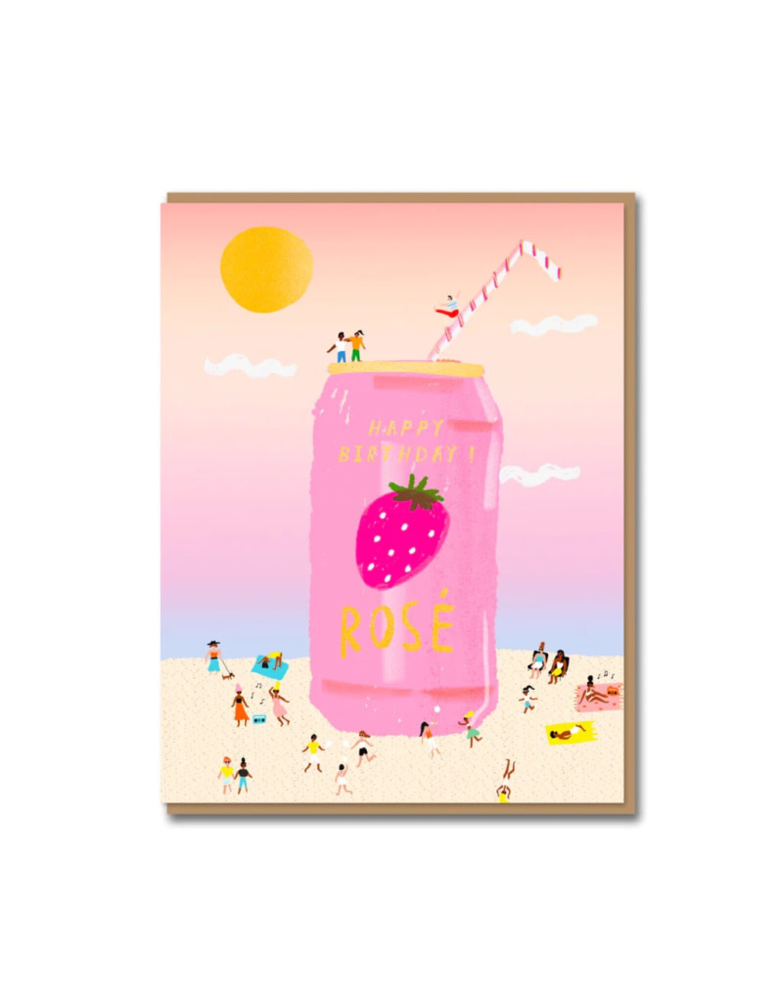 Carolyn Suzuki Goods Wenskaart - Rose on the beach - Dubbele kaart + Envelop