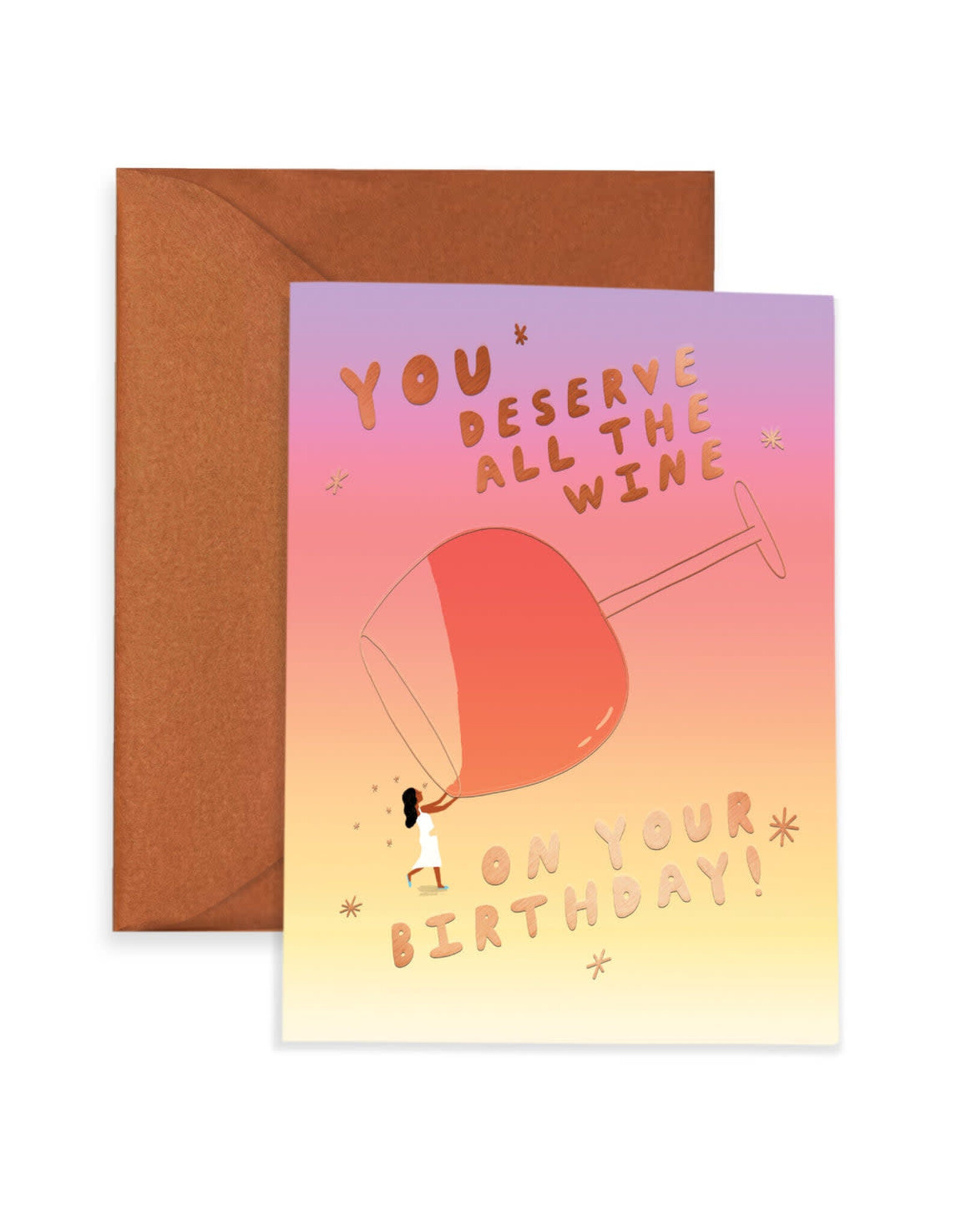 Carolyn Suzuki Goods Wenskaart - All the Wine  - Dubbele kaart en Envelop
