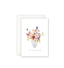 Leo La Douce Wenskaart - Flowers, Wonderful Birhtday - Dubbele kaart + Envelop