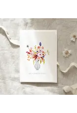 Leo La Douce Wenskaart - Flowers, Wonderful Birhtday - Dubbele kaart + Envelop