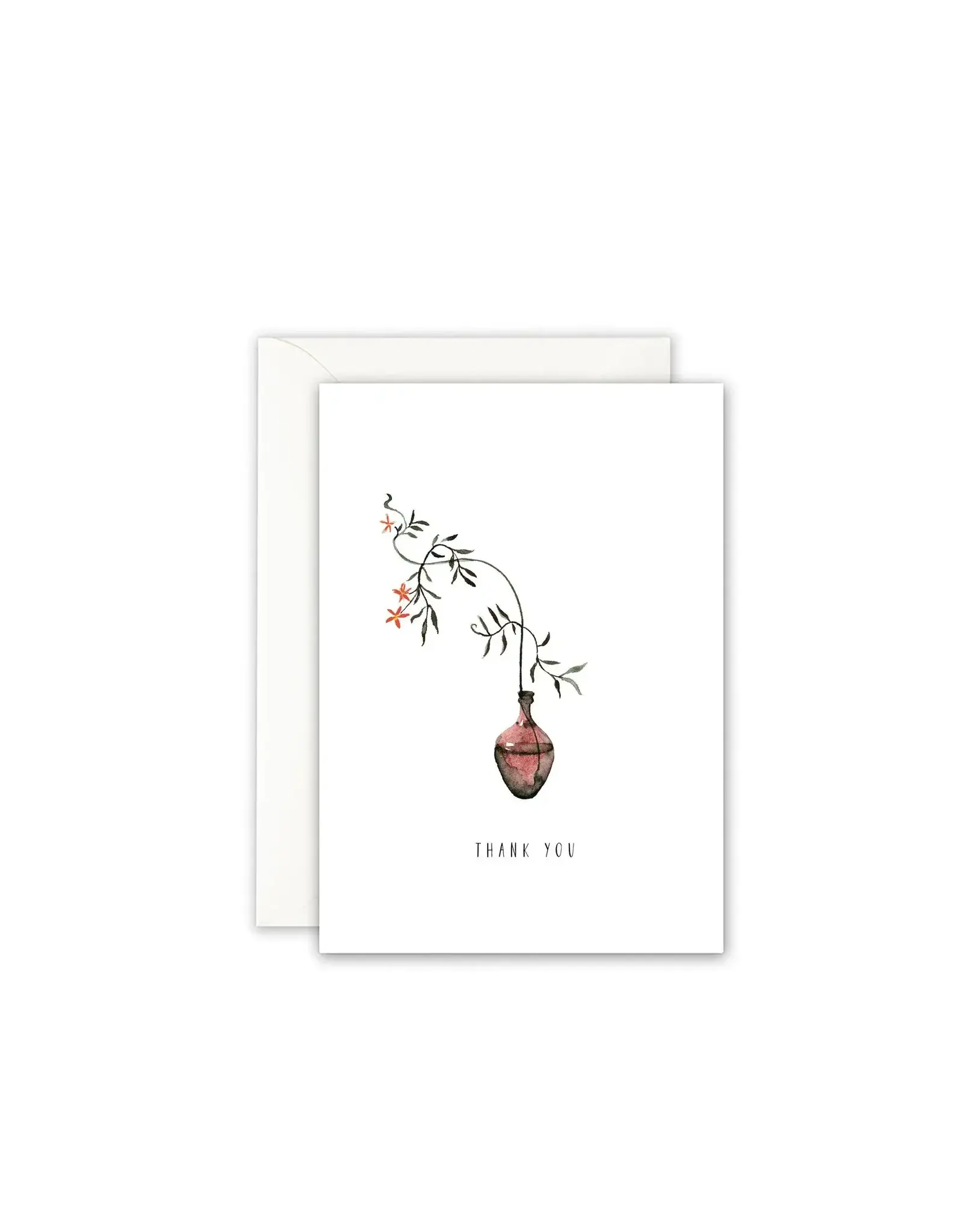 Leo La Douce Wenskaart - Flower Vase, Thank you - Dubbele kaart + Envelop