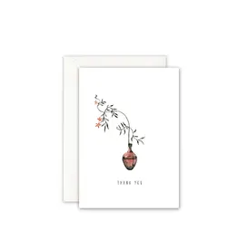 Leo La Douce Wenskaart - Flower Vase, Thank you - Dubbele kaart + Envelop