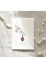 Leo La Douce Wenskaart - Flower Vase, Thank you - Dubbele kaart + Envelop
