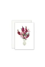 Leo La Douce Wenskaart - Pink Flower Bouquet - Dubbele kaart + Envelop