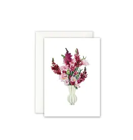 Leo La Douce Wenskaart - Pink Flower Bouquet - Dubbele kaart + Envelop