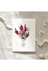 Leo La Douce Wenskaart - Pink Flower Bouquet - Dubbele kaart + Envelop
