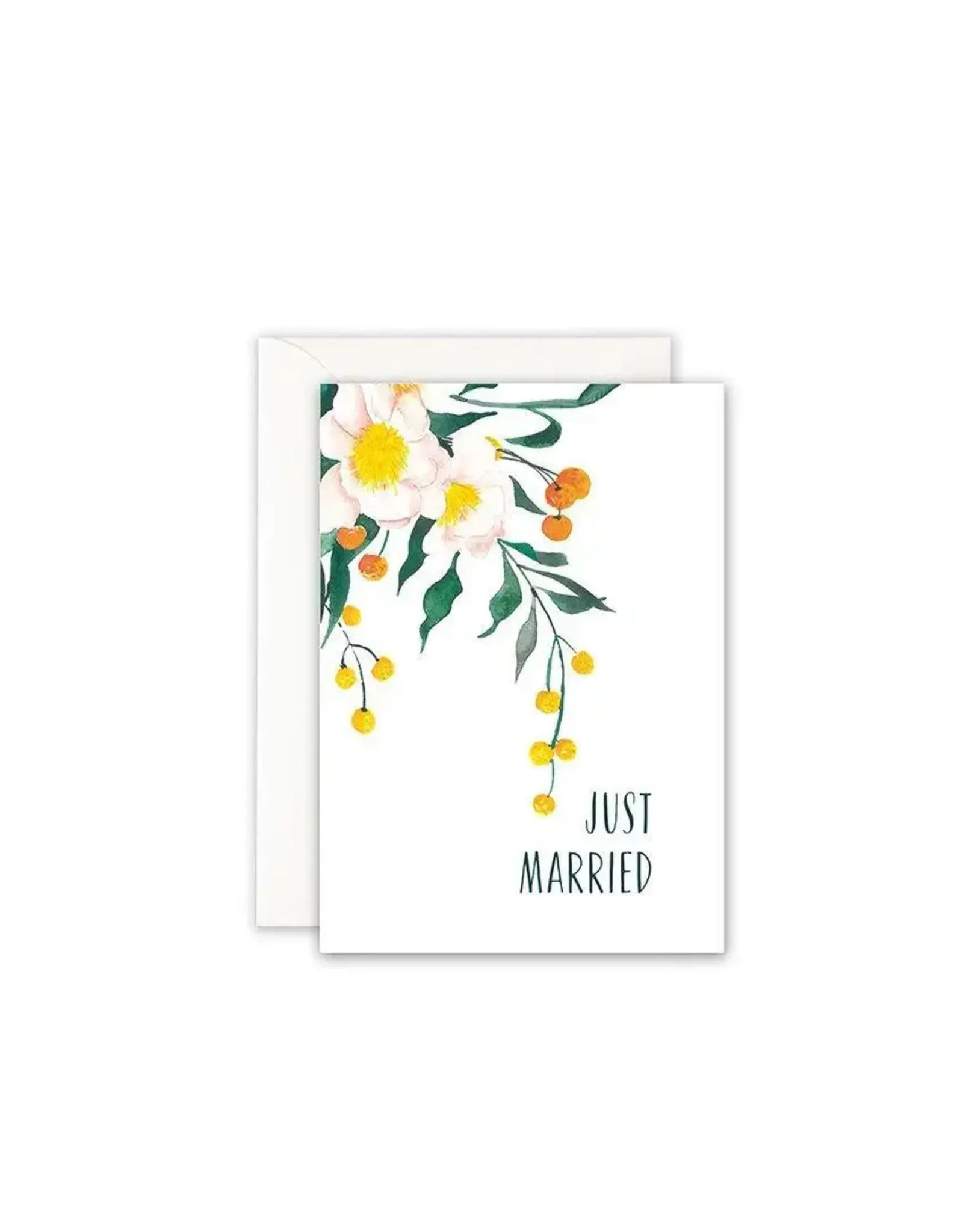 Leo La Douce Wenskaart -  Flowers, Just Married - Dubbele kaart + Envelop