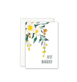 Leo La Douce Wenskaart -  Flowers, Just Married - Dubbele kaart + Envelop
