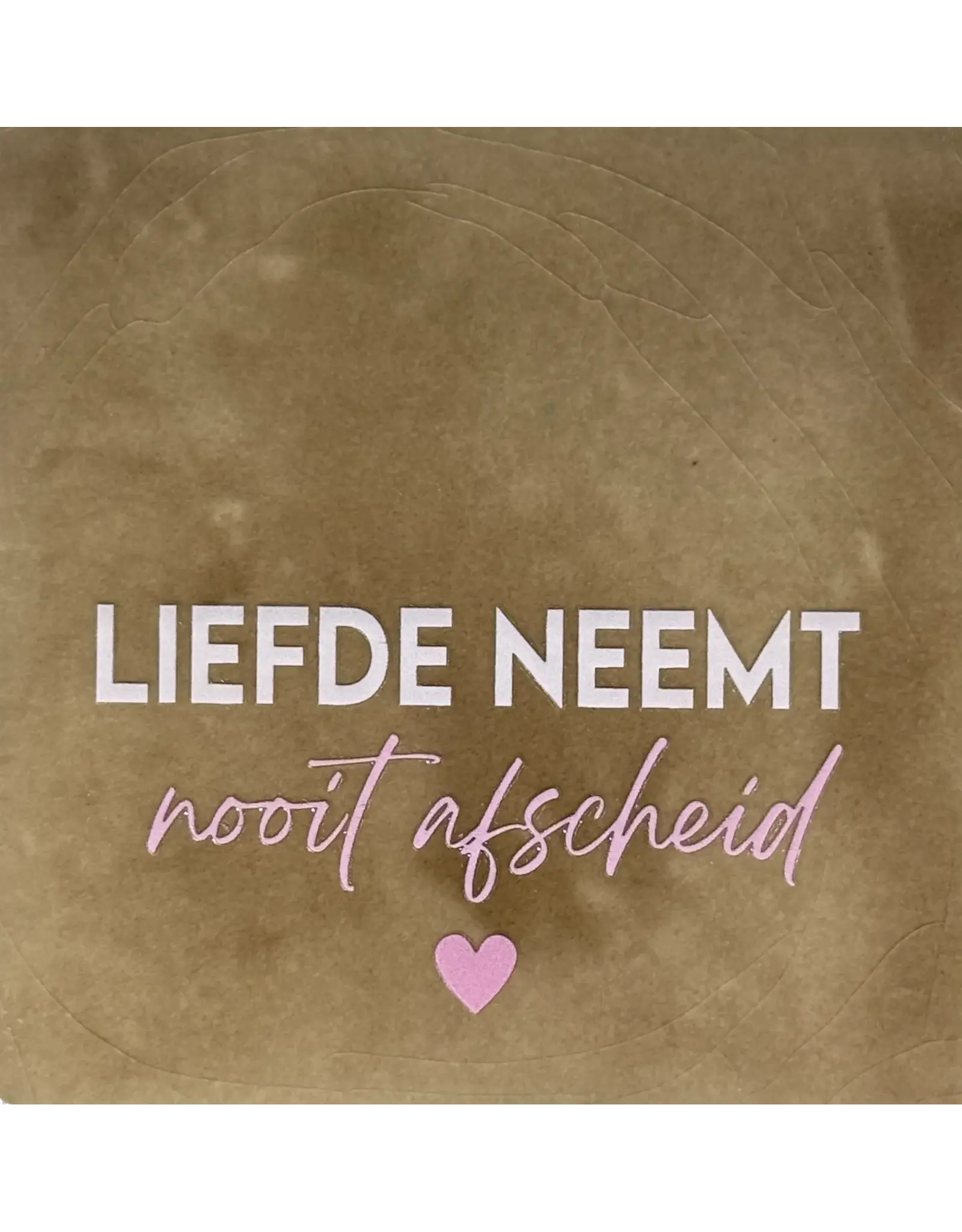 Yett Tegeltje - Liefde neemt nooit afscheid, Taupe/Roze - 10x10