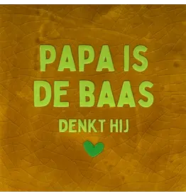 Yett Tegeltje - Papa is de baas denkt hij, Oker/Lime - 10x10