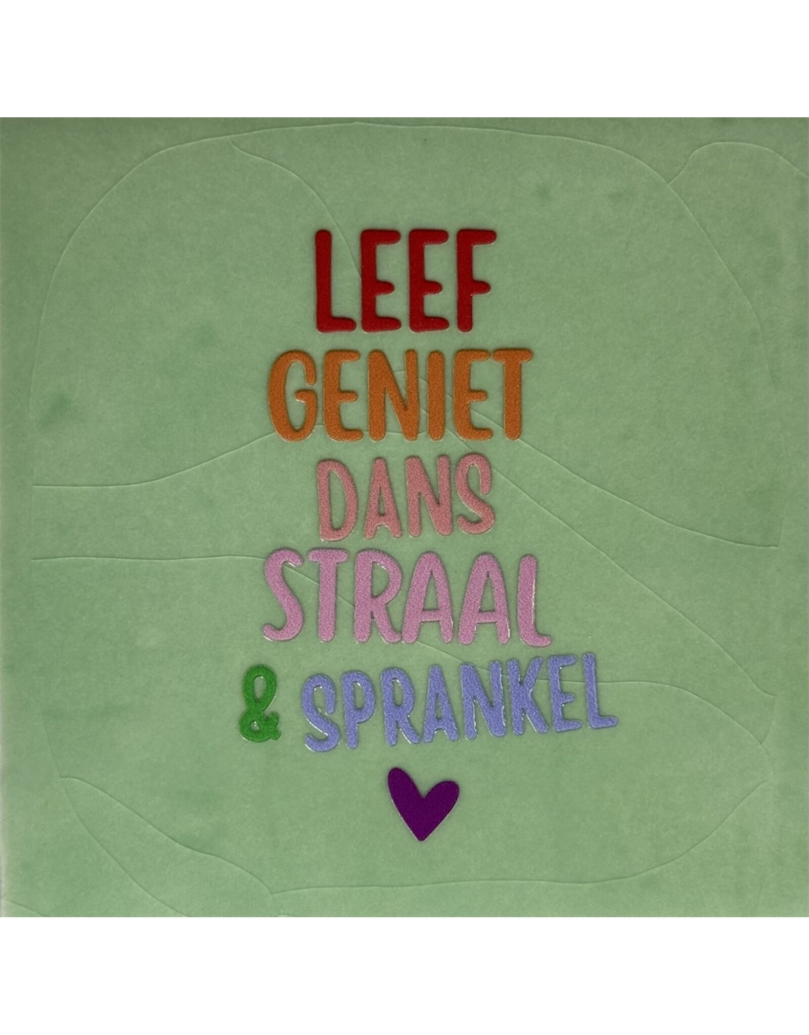 Yett Tegeltje - Leef geniet dans straal en sparkel, Mint/Multi - 10x10