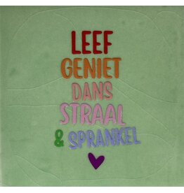 Yett Tegeltje - Leef geniet dans straal en sparkel, Mint/Multi - 10x10