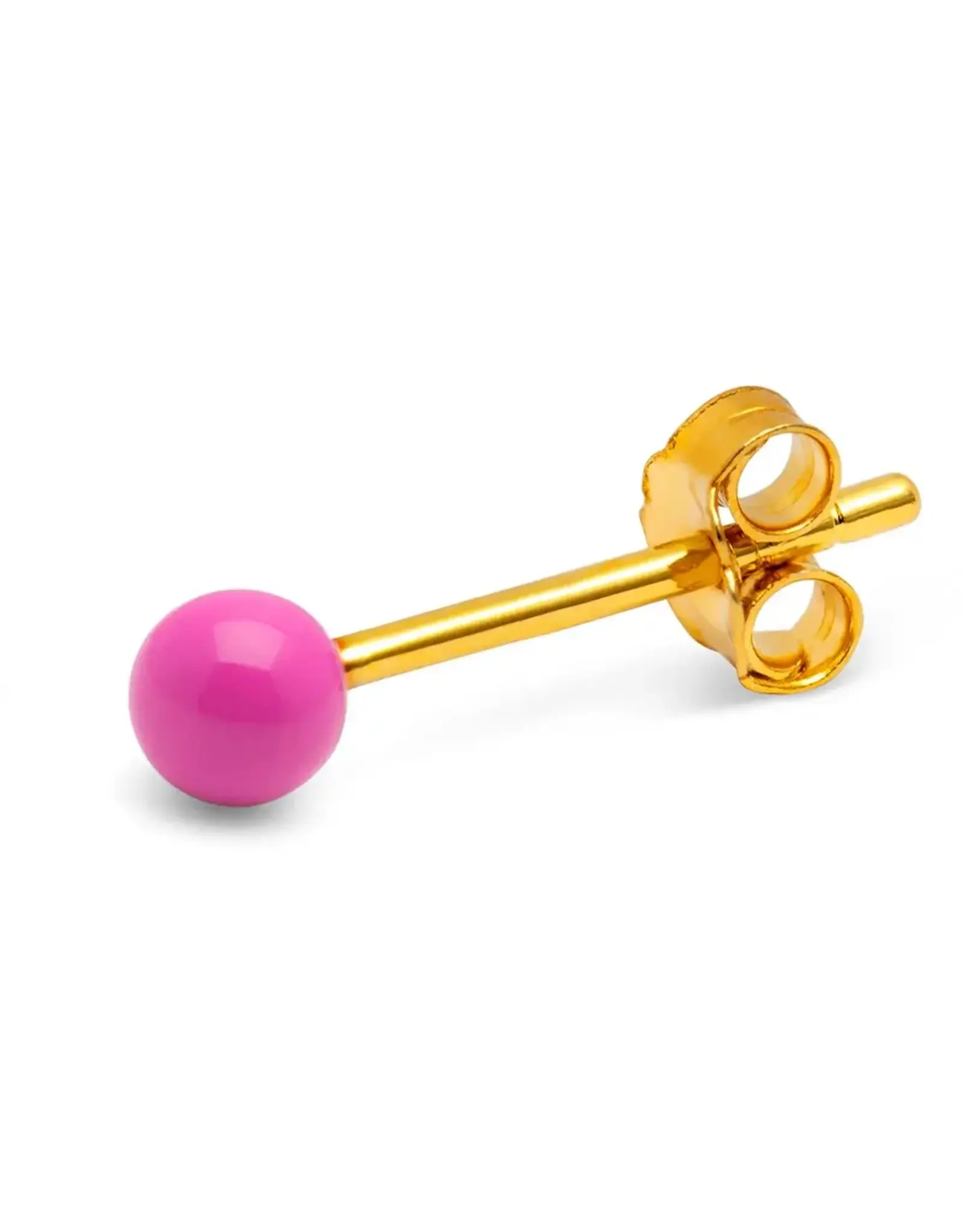 Lulu Copenhagen Oorbel Stud - Color Ball, Electric Fuchsia Pink - Single - 3mm