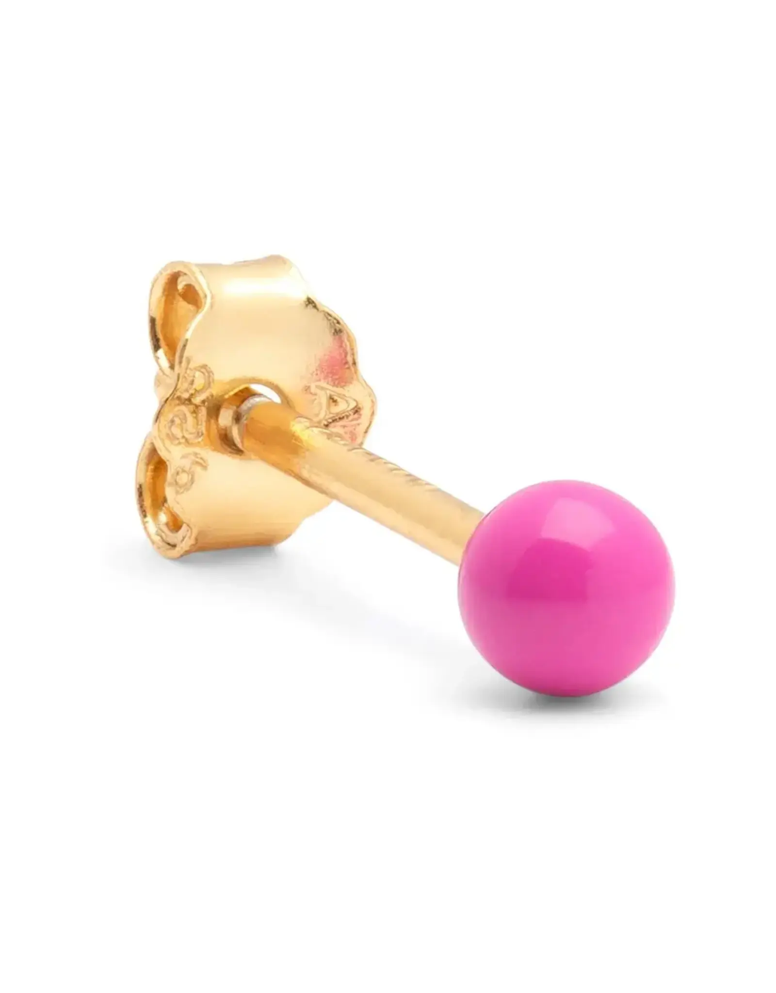 Lulu Copenhagen Oorbel Stud - Color Ball, Electric Fuchsia Pink - Single - 3mm