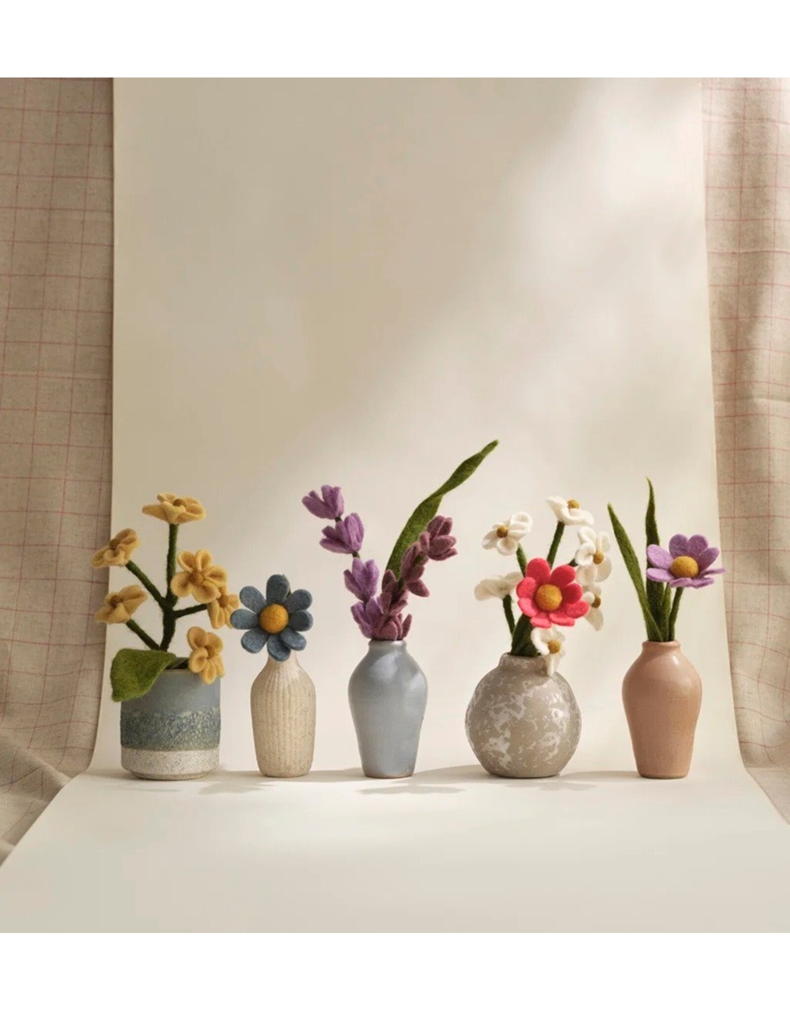 Gry & Sif Vilten Bloem - Vergeet-Me-Nietjes, White