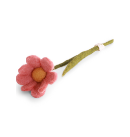 Gry & Sif Vilten Bloem, Anemone w/ Leaf - Dusty Red