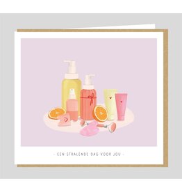 Studio Mie Wenskaart - Een stralende dag voor jou - Dubbele kaart + Envelop