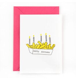 Studio Flash Wenskaart - Happy Birthday fries - Letterpress Kaart + Envelop