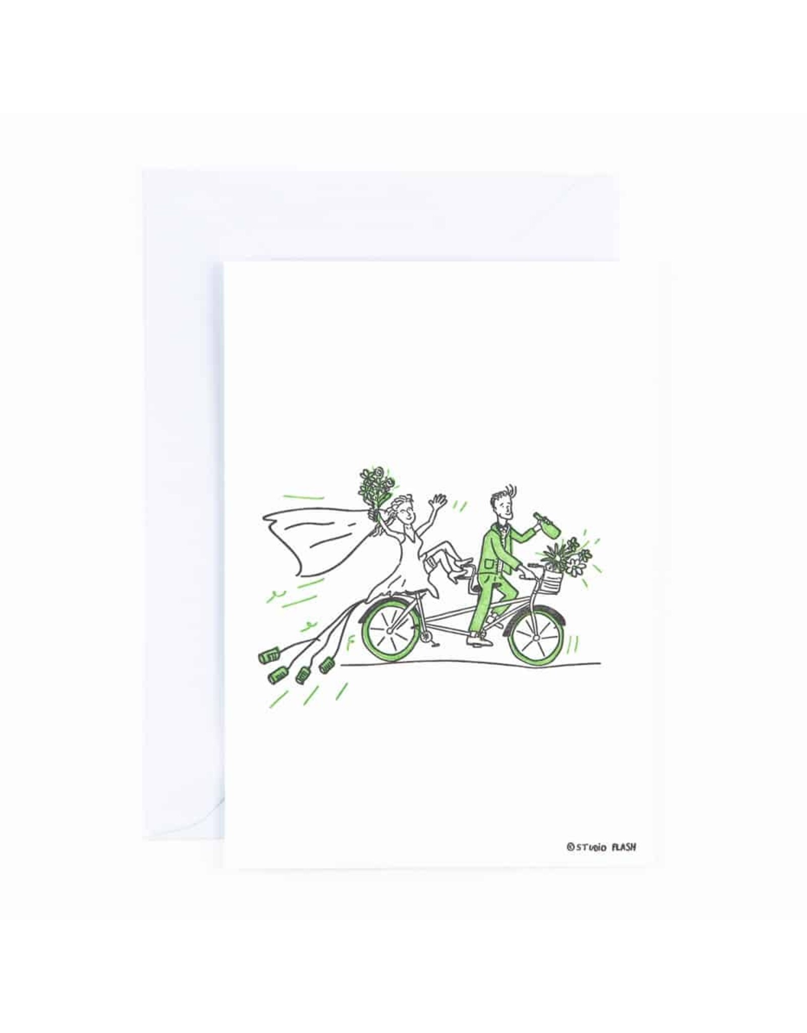 Studio Flash Wenskaart - Wedding Tandem - Letterpress kaart + Envelop