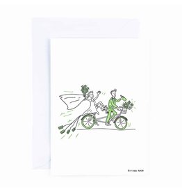 Studio Flash Wenskaart - Wedding Tandem - Letterpress kaart + Envelop